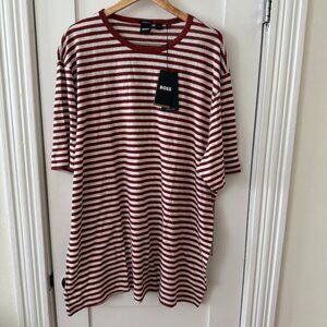 NWT HUGO BOSS Men’s Tiburt 457 Crewneck Shirt Size 3XLT Beige Cotton Linen Blend